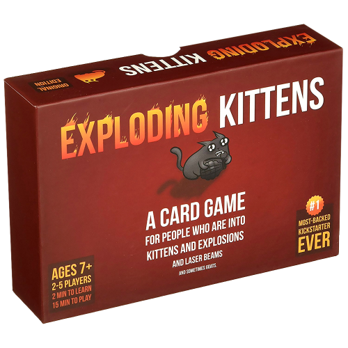 Cartas de Exploding Kittens con diseños graciosos.